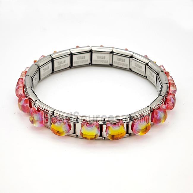 Raw Stainless Steel Module Bracelet Pave Acrylic