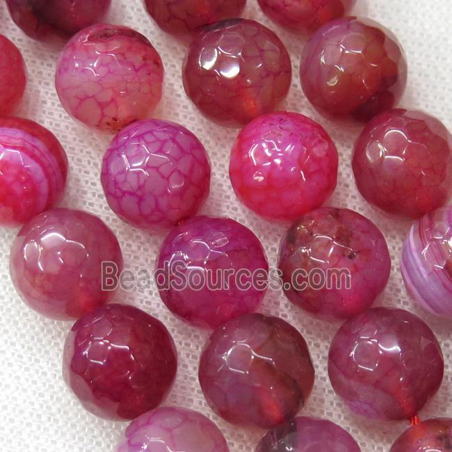 hotpink veins Agate Beads, faceted round