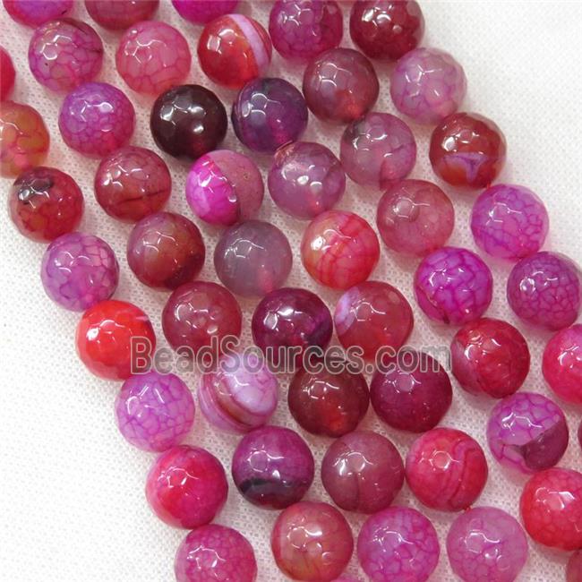 hotpink veins Agate Beads, faceted round