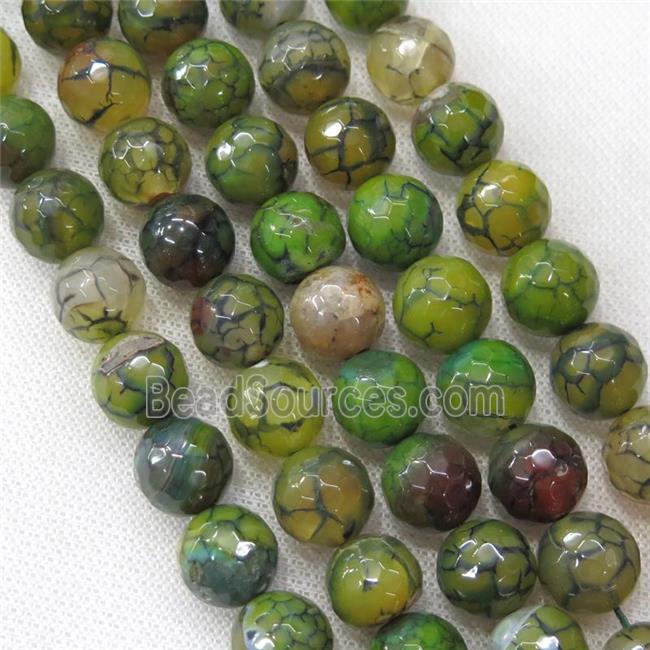 green veins Agate Beads, faceted round