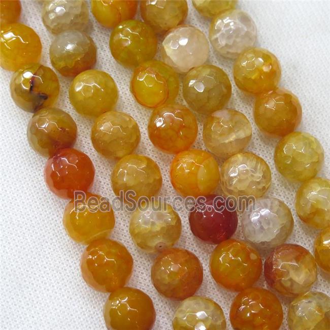 orange crackle Agate Beads, faceted round