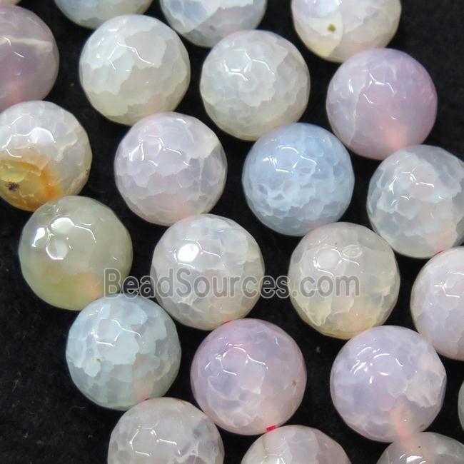 crackle Agate Beads, faceted round, mixed color