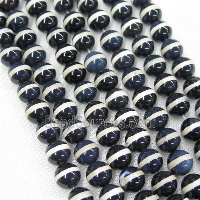 round black Tibetan Agate Beads, line