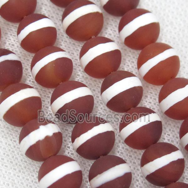 Round Matte Red Tibetan Agate Beads Line