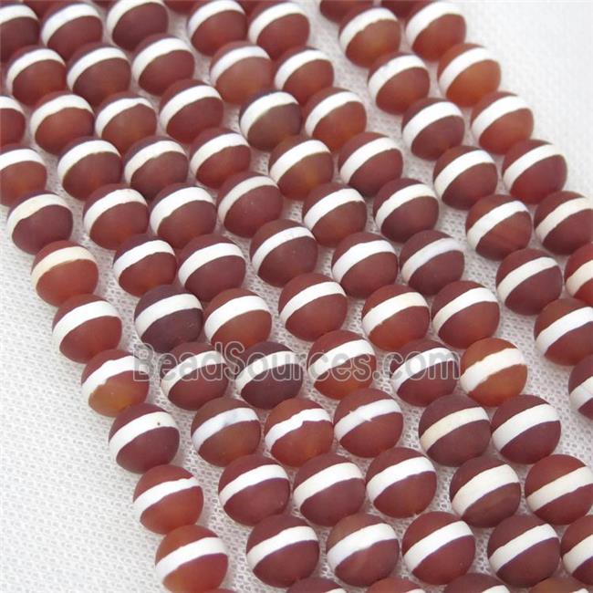 Round Matte Red Tibetan Agate Beads Line