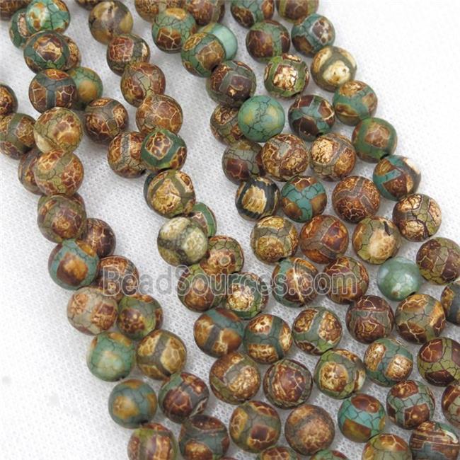 round green crackle Tibetan Agate Beads, football