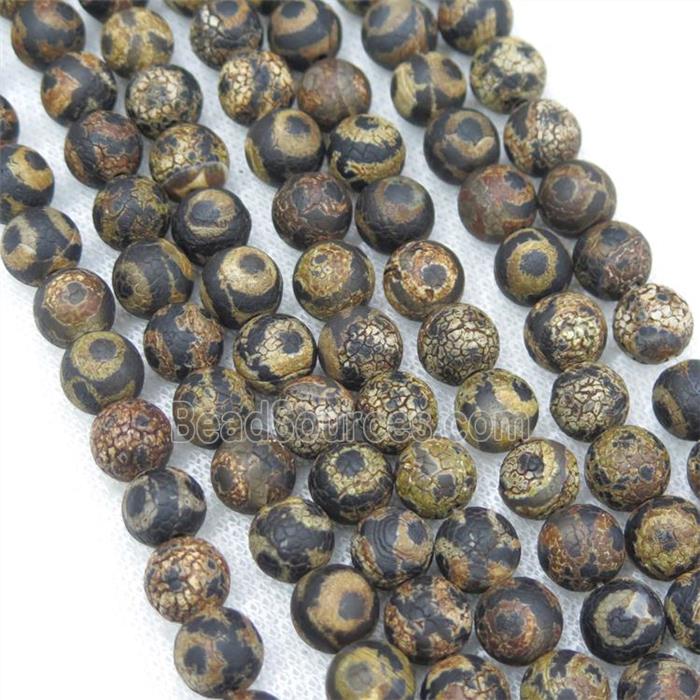 round black crackle Tibetan Agate Beads, eye