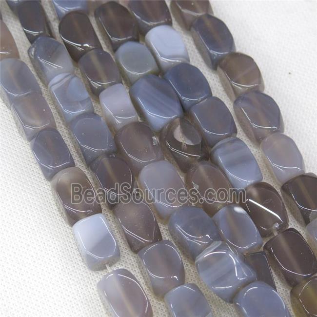 gray Agate beads, faceted cuboid