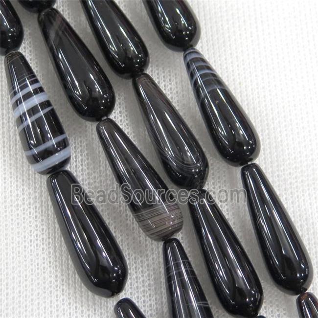 black stripe Agate teardrop beads