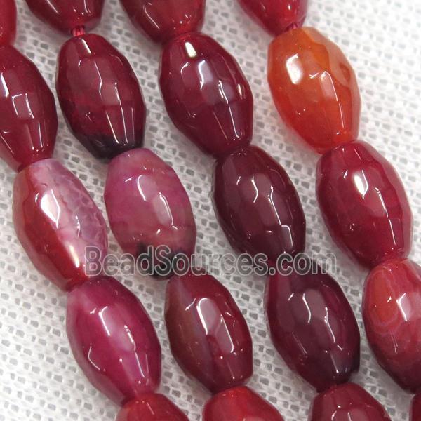 red Agate beads, faceted barrel