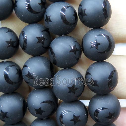 round black Onyx Agate Beads, matte