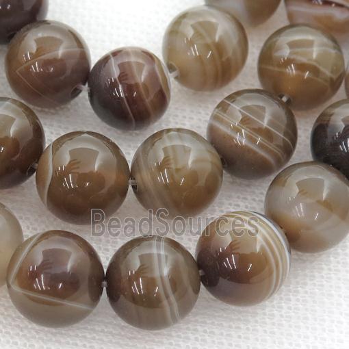 coffee stripe Agate beads, round