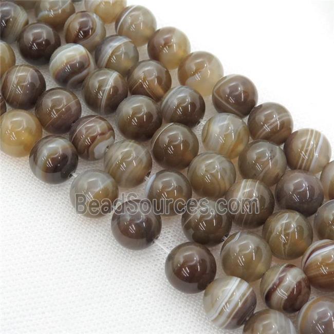 coffee stripe Agate beads, round