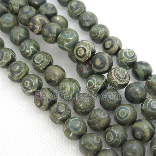 round Tibetan Agate Beads, green eye