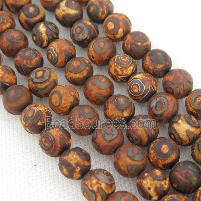 Tibetan Style Agate Beads, round, eye