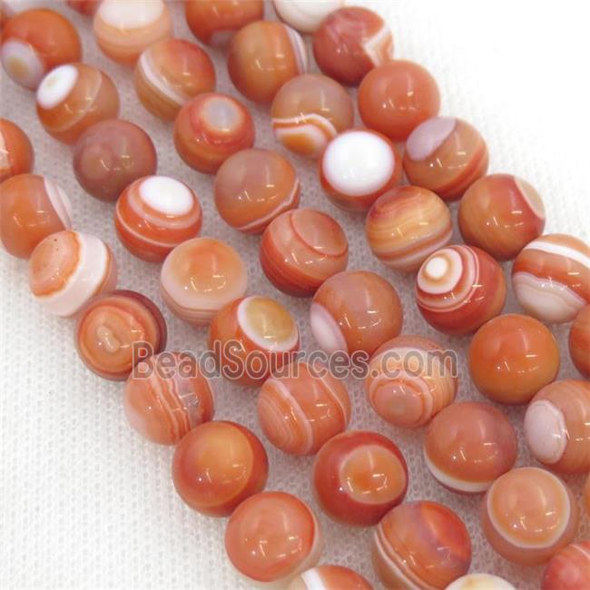 red striped Agate Beads, round