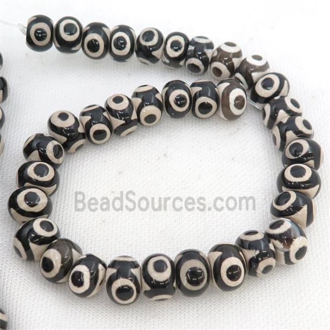 black white Tibetan Agate Beads, rondelle, eye