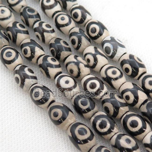 white black Tibetan Agate rice beads, eye