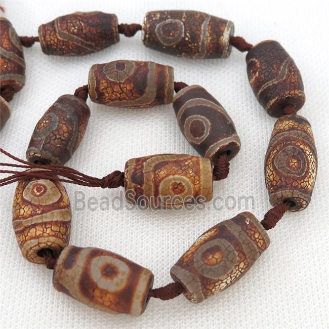 brown Tibetan Agate barrel beads, eye