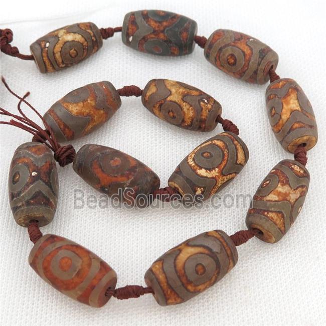 matte Tibetan Agate barrel beads, eye