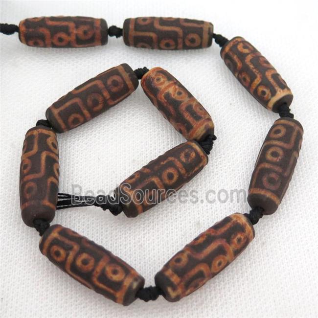 rough Tibetan Dzi Agate rice beads, eye