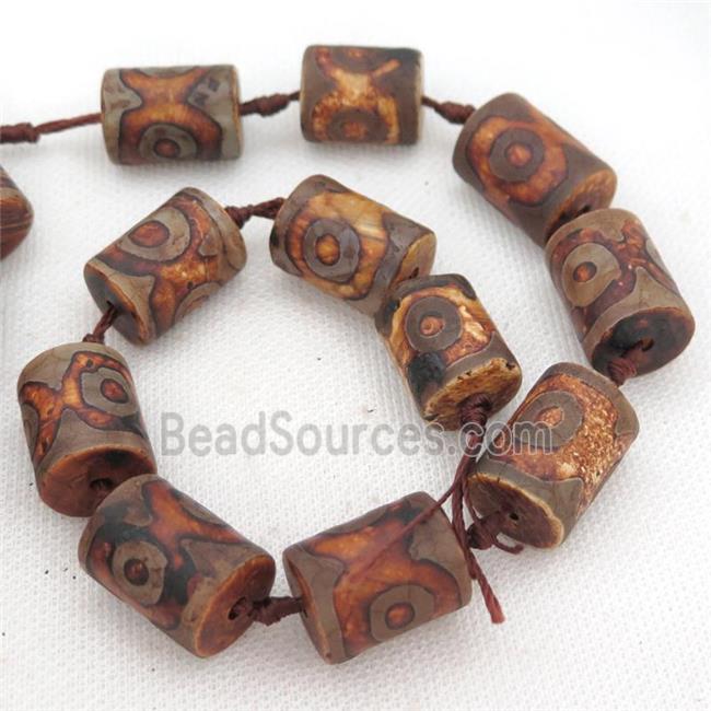 Tibetan Agate column beads, eye