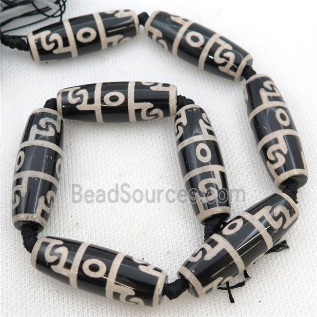 black white Tibetan Agate rice beads