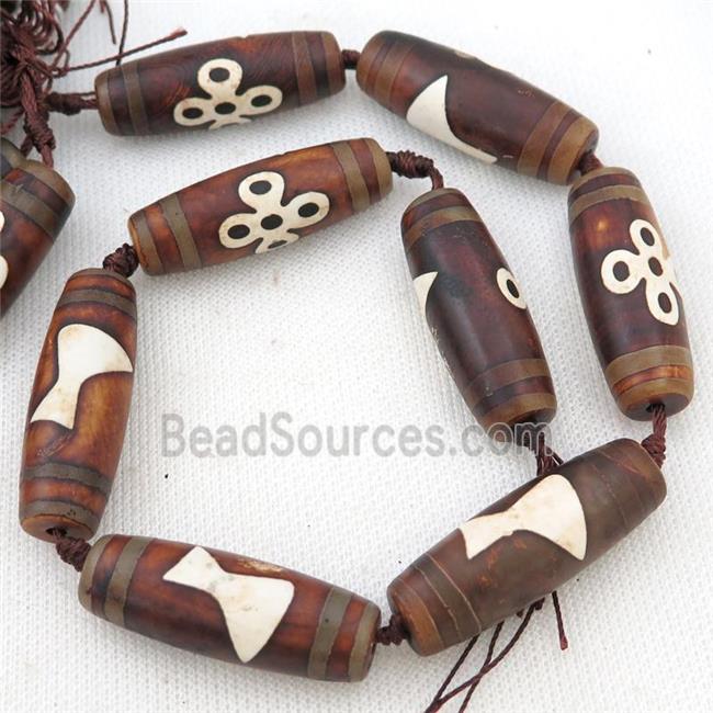 matte Tibetan Agate rice beads