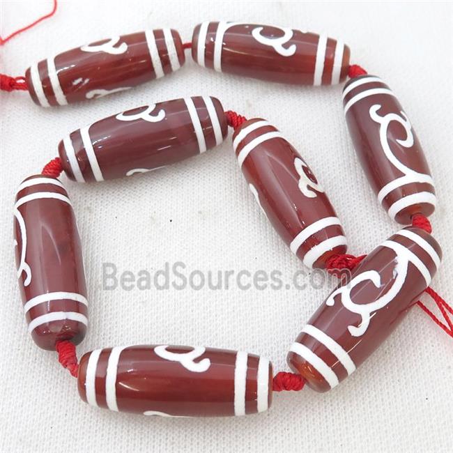 red Tibetan Agate rice beads