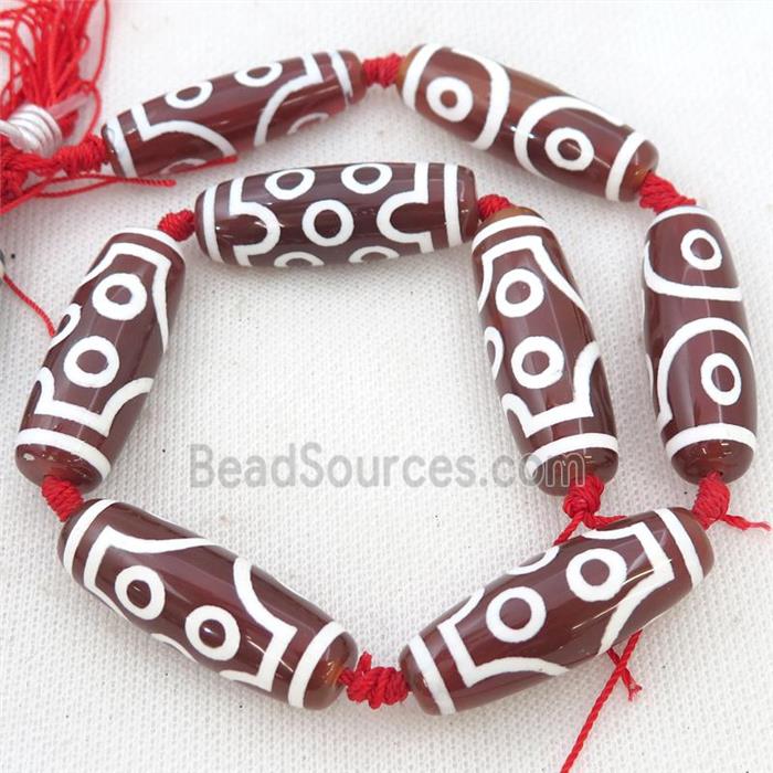 red Tibetan Agate rice beads, eye