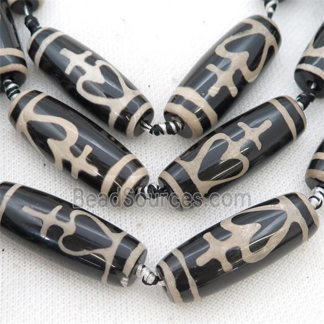 black Tibetan Agate rice beads