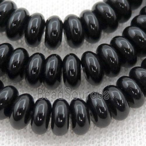 Black Onyx Agate Rondelle Beads