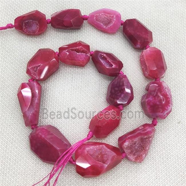 red Agate Geode Druzy Beads, freeform