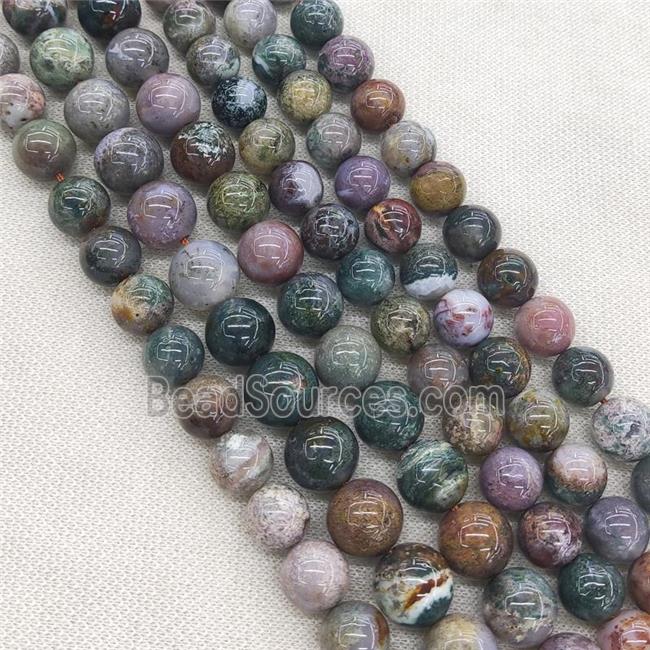 Natural Ocean Agate Beads Multicolor Smooth Round