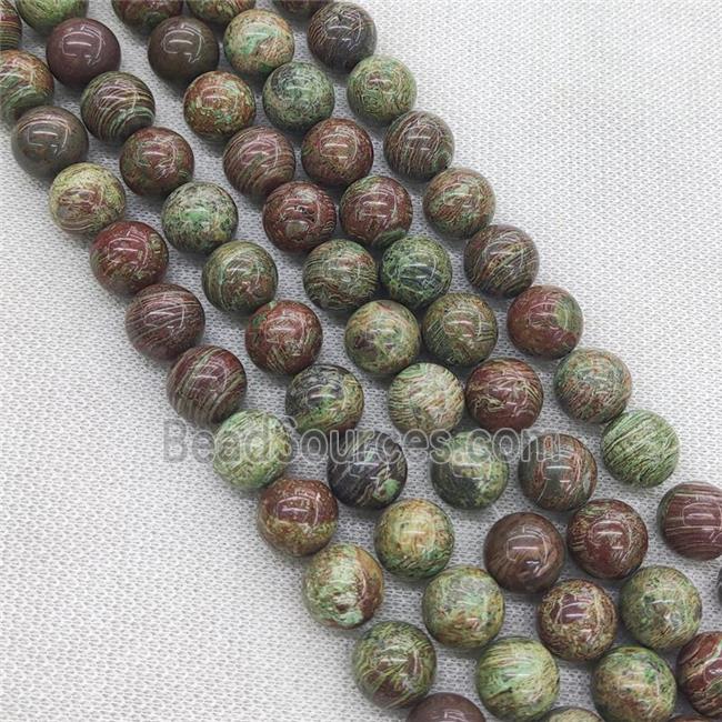 green Striped Jasper Beads, round