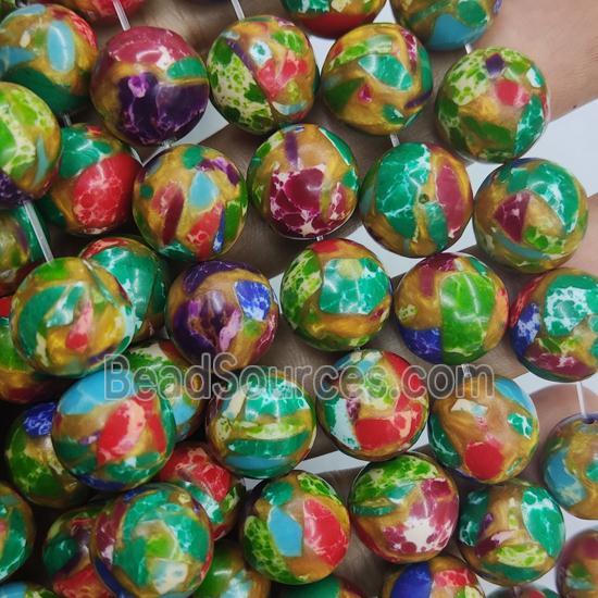 multicolor Assembled Gemstone Beads, round