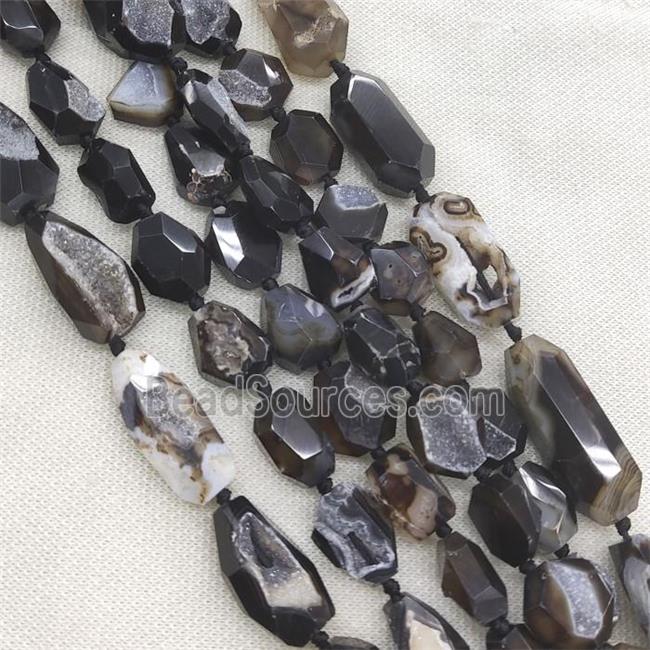 black Agate Geode Druzy Beads, freeform