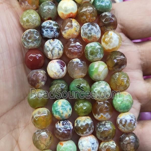 faceted round Fire Agate Beads, green