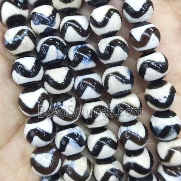 round Tibetan Dzi Agate Beads, wave