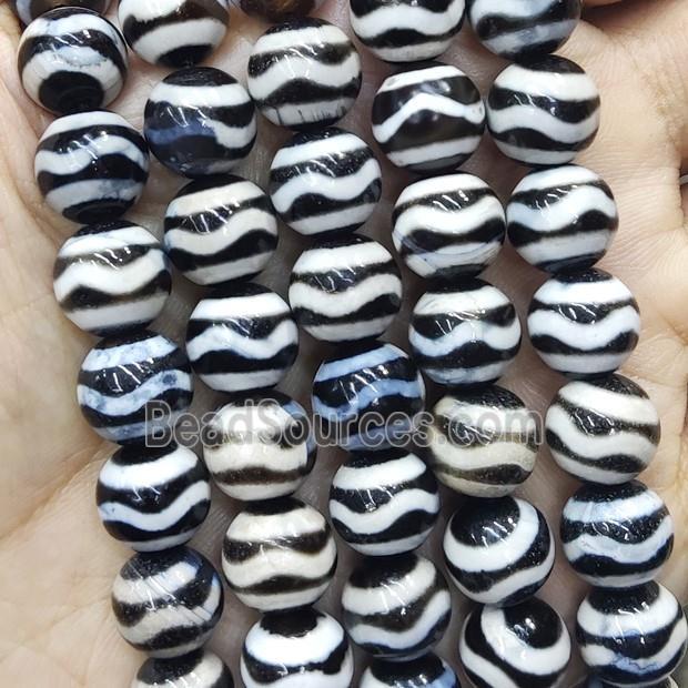 round Tibetan Dzi Agate Beads, wave