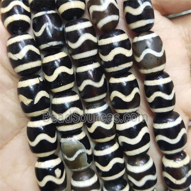 tibetan Dzi Agate barrel beads