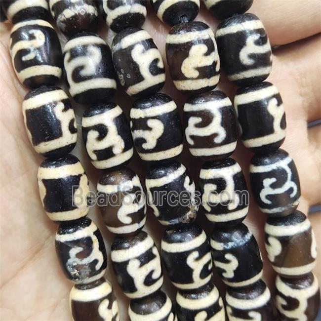 tibetan Dzi Agate barrel beads