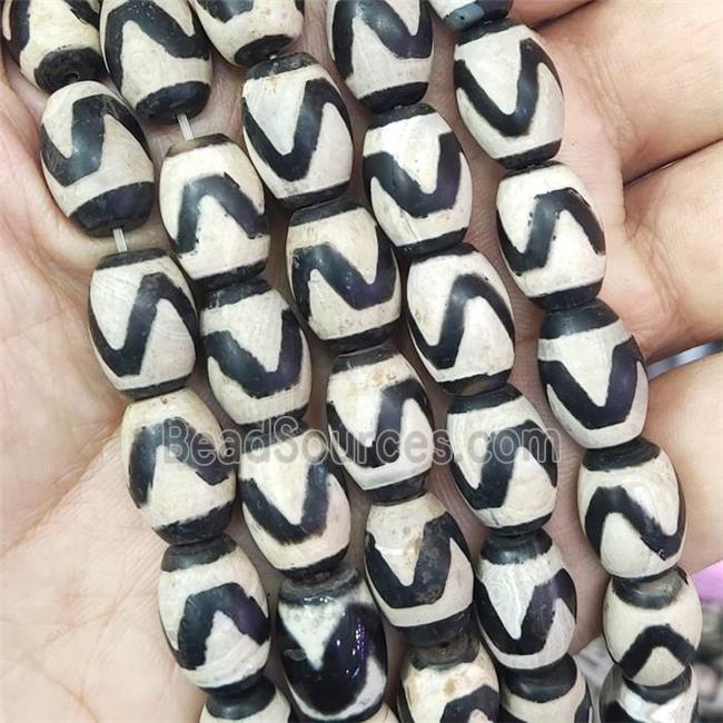 tibetan Dzi Agate barrel beads, matte