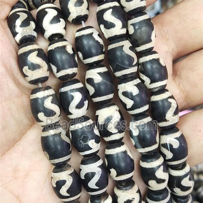 tibetan Dzi Agate barrel beads, matte