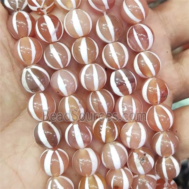 natural tibetan Agate beads, round, pumpkin