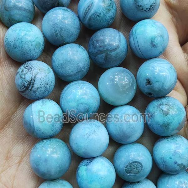 round Agate Beads, blue dye