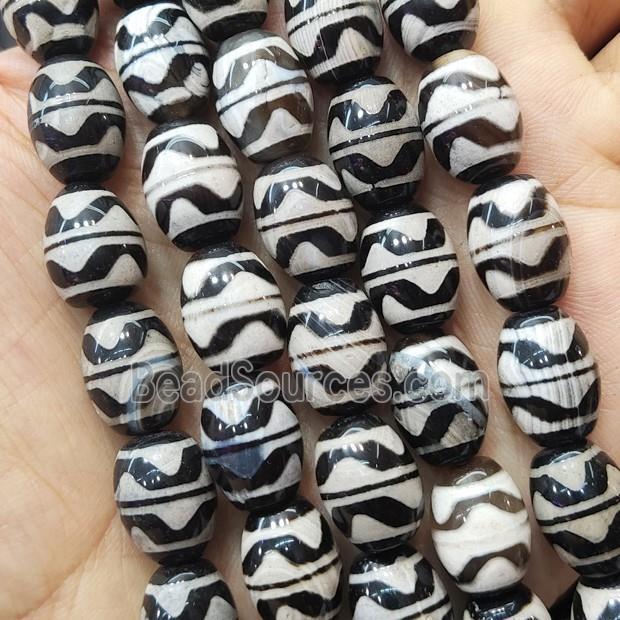 Tibetan Agate barrel Beads wave