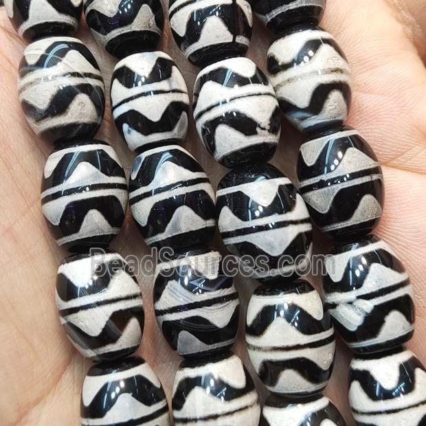 Tibetan Agate barrel Beads wave