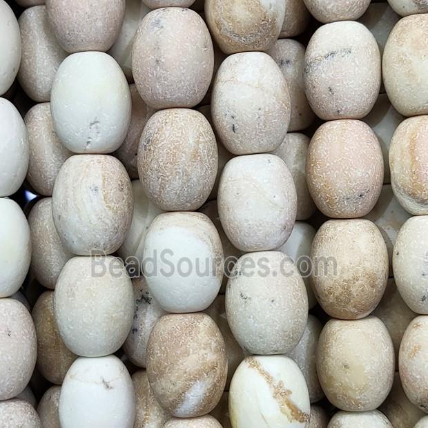 Beige Quartzite Beads Matte Barrel