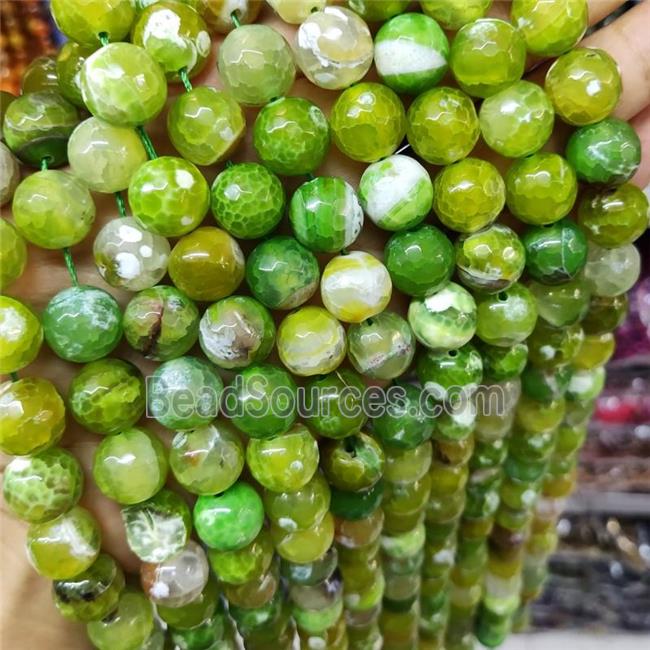 Olive Fire Agate Beads Faceted Round B-Grade